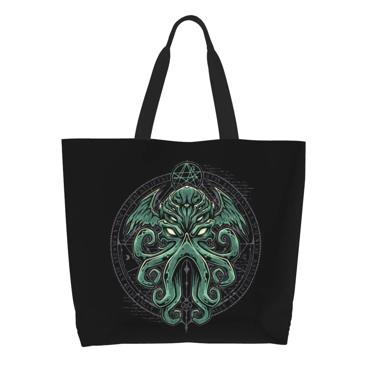 

Great Cthulhu Grocery Shopping Bags Funny Printed Canvas Shopper Tote Bags Large Capacity Durable Horror Movie Lovecraft Handbag