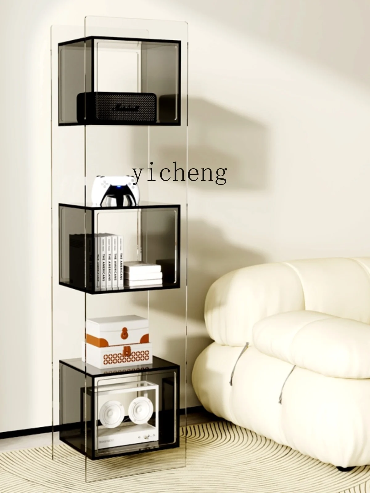 Tqh Acrylic Bookcase Multi-Layer Shelf Floor Wall Storage Hand Office Living Room Corner Storage Bookcase