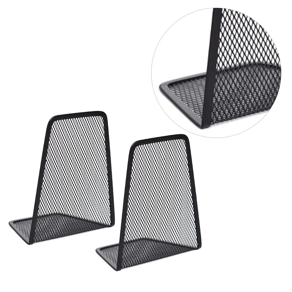 

2pcs Metal Mesh Book Stand Black Industrial Saving Round File Holder For Home Office Desktop Storage Iron Wire