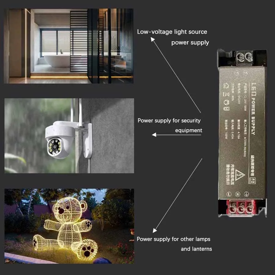 LED Power Supply DC12V Waterproof and Insect-proof Glue Filling Drive 60W 100W AC180-260V Household Transformer for LED Lights