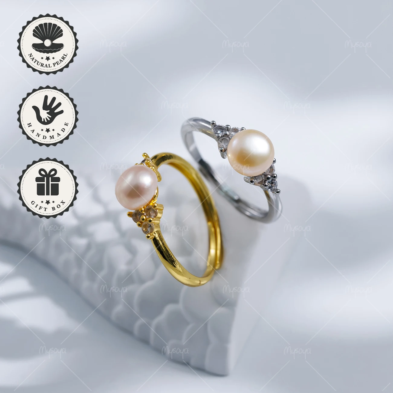

Кольцо MYSOYA с розовым пресноводным жемчугом 5-6 мм, золотисто-серебристое, с фианитами, в подарочной коробке, подарок на день рождения, подарок на День святого Валентина