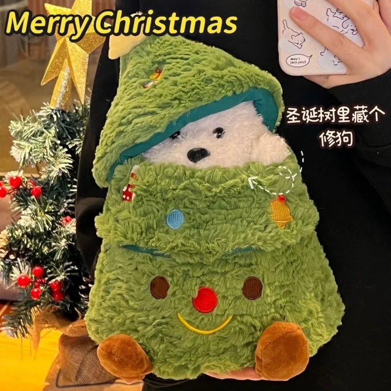 

Cute Puppy Hiding in Christmas Tree Plush Toy Festive Animal Doll Removable Tree Cover Ideal for Christmas & Birthday Gifts
