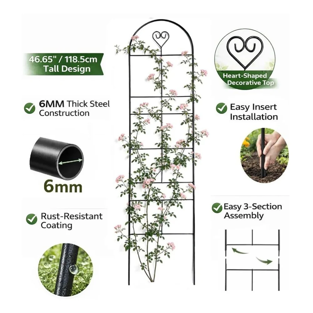 Vine Support Structure Iron Plant Trellis Multi Purpose Trellis For Vines Stable Plant Holder Sturdy Steel Rods