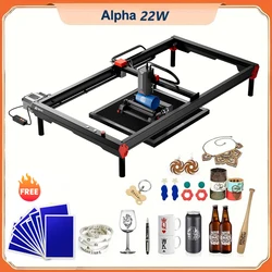 40x40CM/40X85CM 22W AlgoLaser Alpha with Air Pump/Y-axis Rotary Roller/Honeycomb Platform/Raisers/10 pcs Marking Paper Free Gift