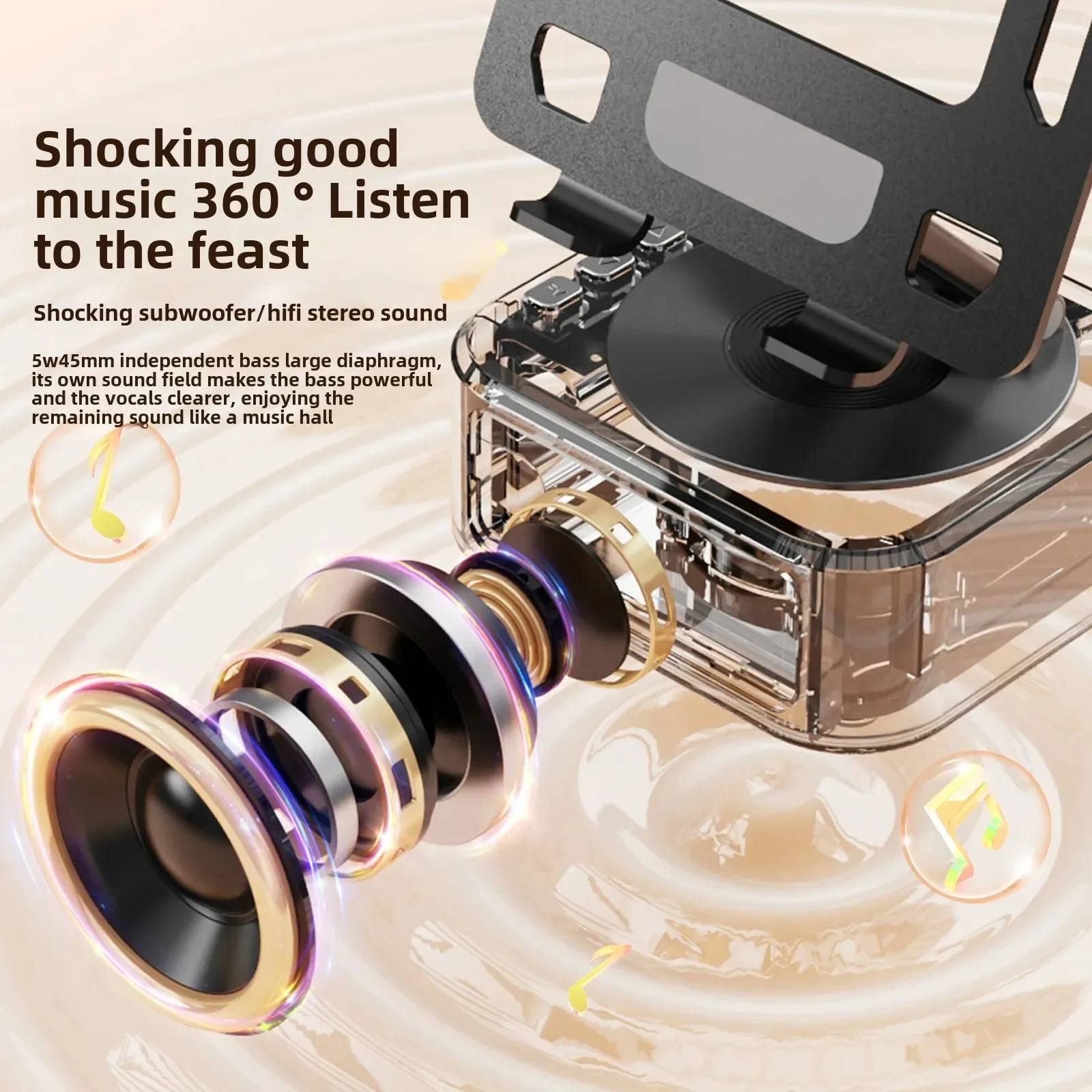 3-in-1 Bluetooth 5.3 Speaker with Tablet Holder Foldable Wireless Speaker Support Power Bank Charging For Video Meeting Live