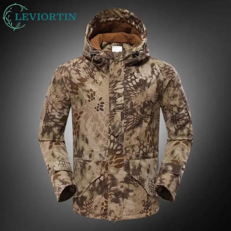

Autumn /winter men's outdoor hiking jacket hooded windbreaker jacket multifunctional windproof thickened warm camouflage jacket