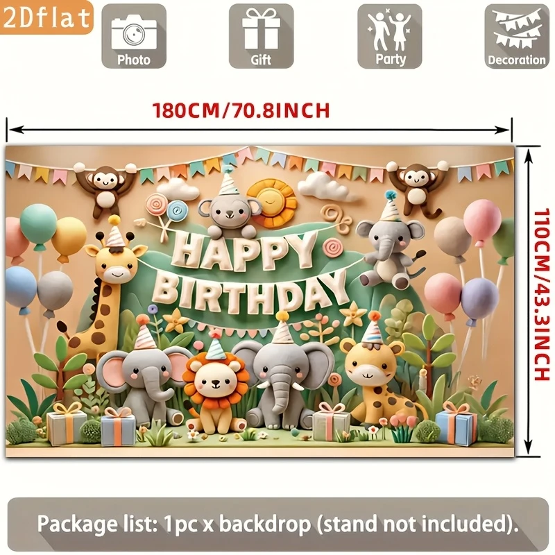 1pc, 2Dflat, 1-pack Happy Birthday Party Banner. Happy 1st Birthday! Suitable for parties, home, garden photography decorations, view 3