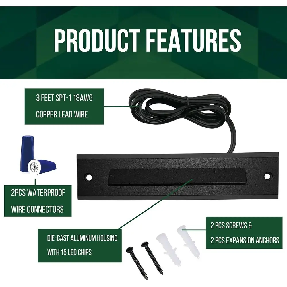 12 عدد 9-15 فولت تيار متردد/تيار مستمر LED أضواء خطية، 2 واط خارجي مقاوم للماء وأضواء الناهض، غلاف ألومنيوم أسود #4