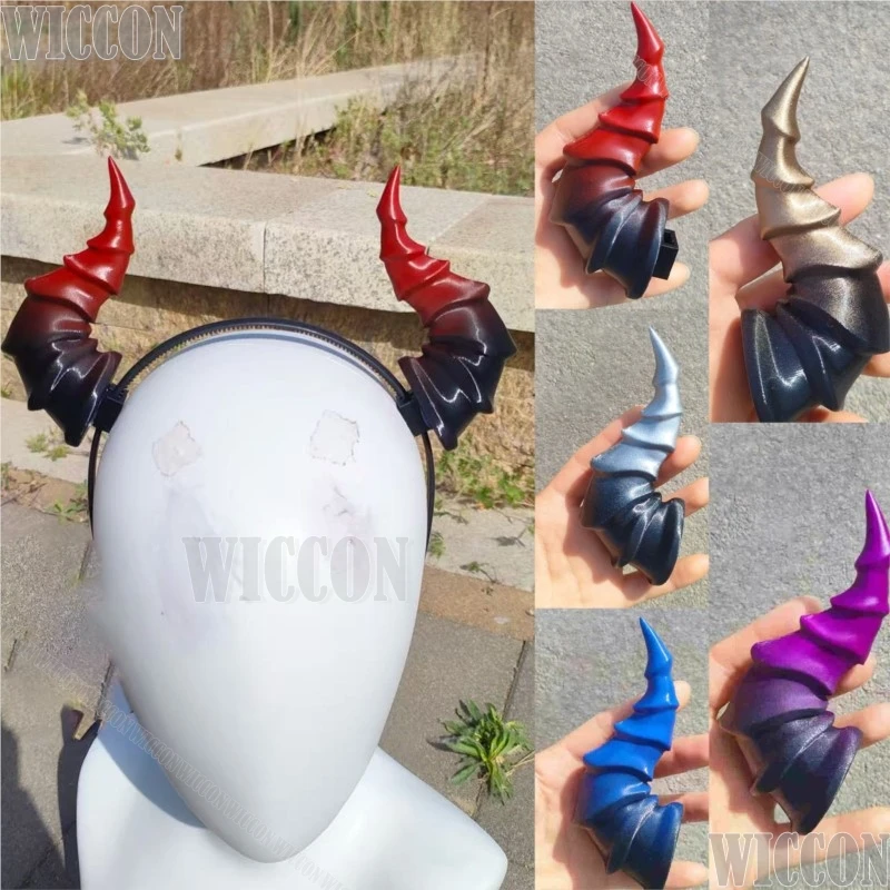 

Злой демон, аниме, реквизит для косплея, градиентный головной убор, рог, милый крутой наряд для девочек, аксессуары, праздничная одежда на Рождество, Хэллоуин