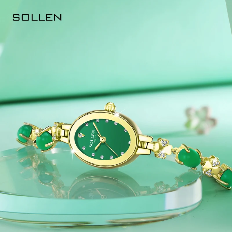 SOLLEN beauty watch, ladies' waterproof Swiss style student stone, British watch, give girlfriend's birthday gift