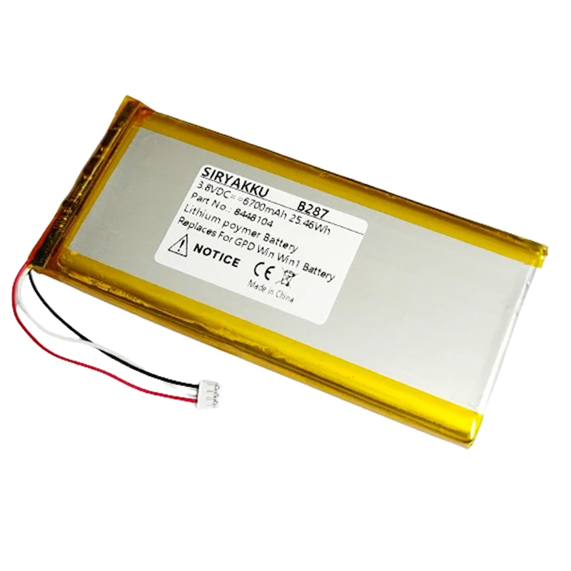 Baterai li-polimer 8448104 3.8V 6700mAh isi ulang untuk GPD win win1 untuk komputer Tablet GPD Win1 3-wire