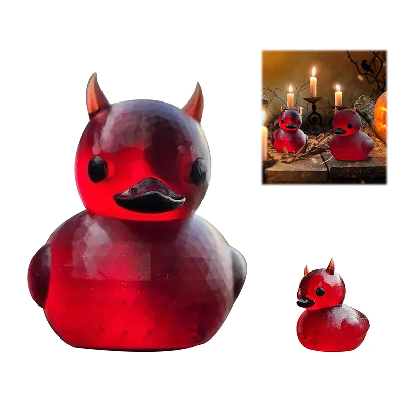 Devil Duck Gothic Punk Collectible Resin Ducks Figurines Satanic Decor Duck car Center Console Ornaments Halloween