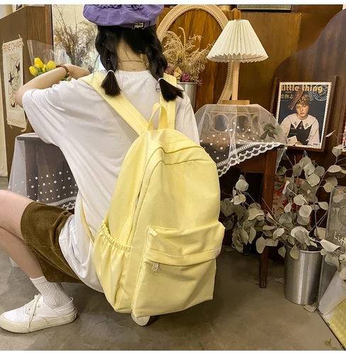 Imagen 2 del producto Nueva Mochila impermeable de nailon para mujer, bolso de viaje para mujer, mochilas, Mochila escolar para chicas adolescentes, Mochila de Color sólido, Mochila