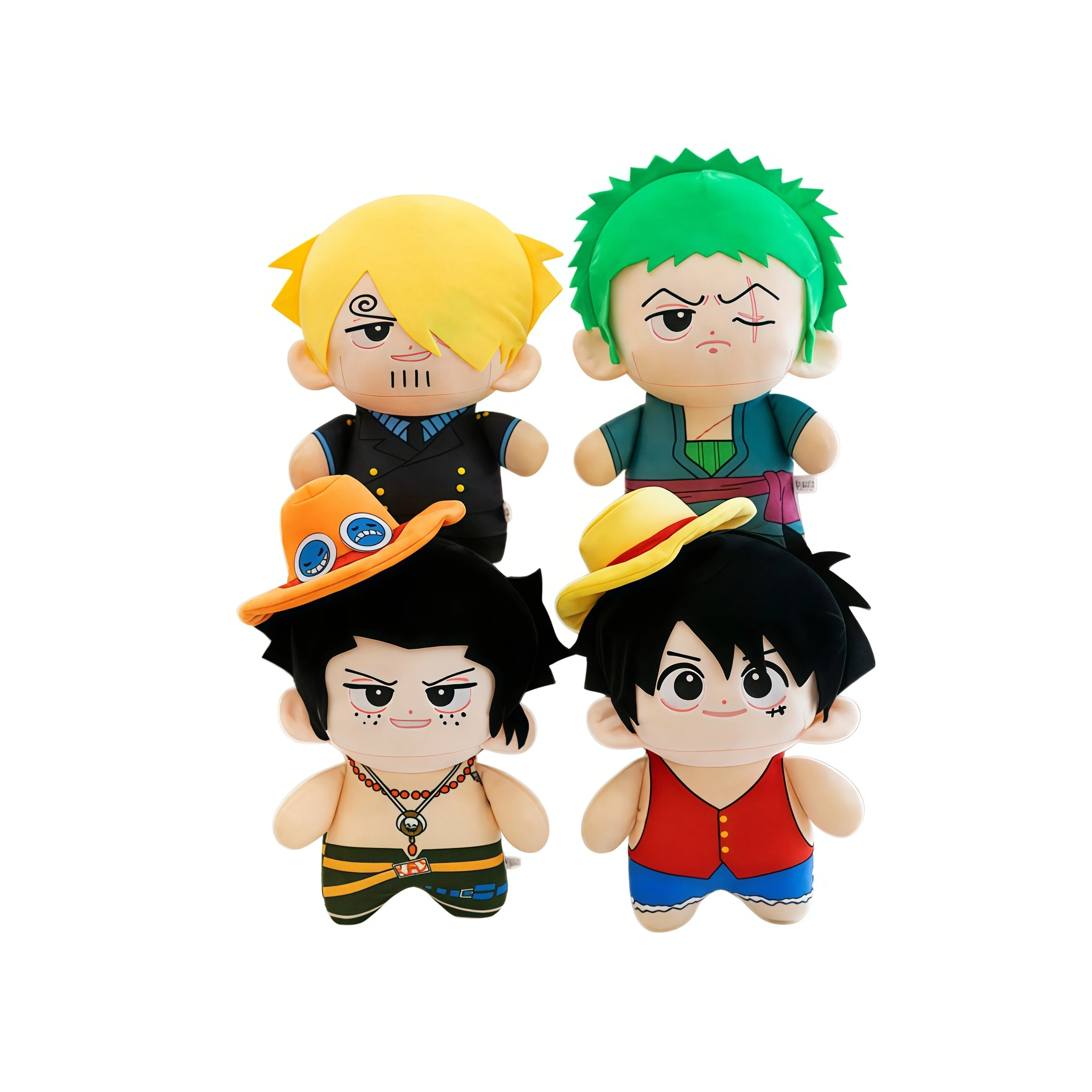 

One Piece Plush Doll Set Luffy Ace Zoro Sanji Cute Chibi Stuffed Toys Soft Cotton Anime Collectible Gift for Fans
