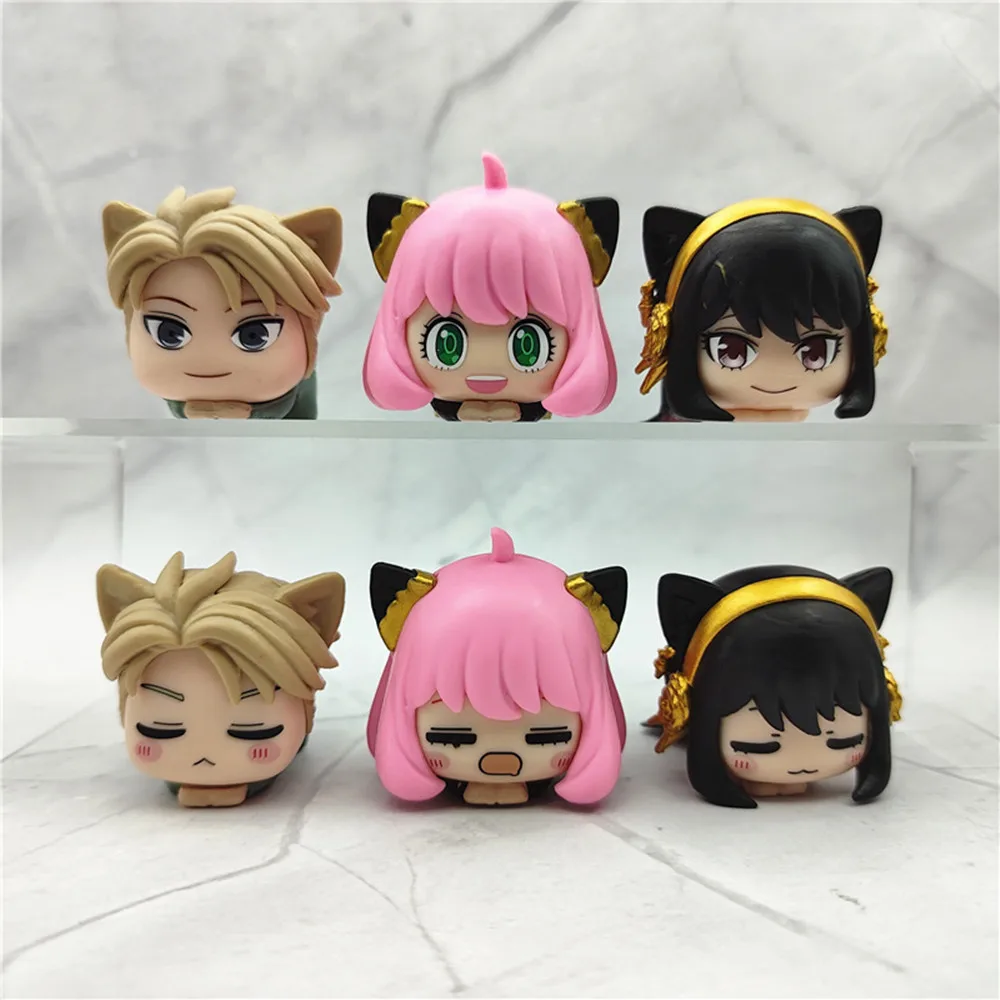 6Pcs Anime SPY Family Anya Napping Cat Model Yor Forger Toy Twilight Gift Collection Cute Aciton Figure Becky Damian  4CM