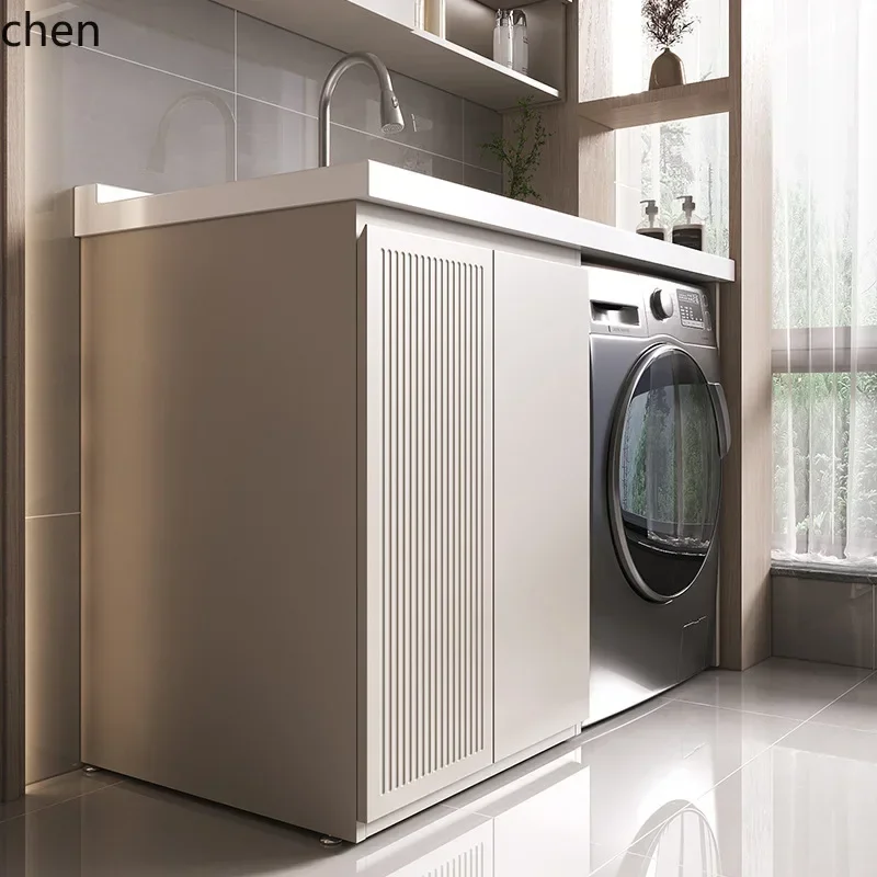 DSA Balcony Drum Washing Machine Integrated Cabinet Companion Set Simple Laundry Table Sink with Washboard