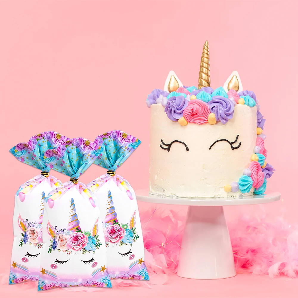 50pcs Unicorn Theme Candy Bag Gift Packing Bags Rainbow Unicorn Birthday Party Decoration girl Baby Shower Wedding supplies