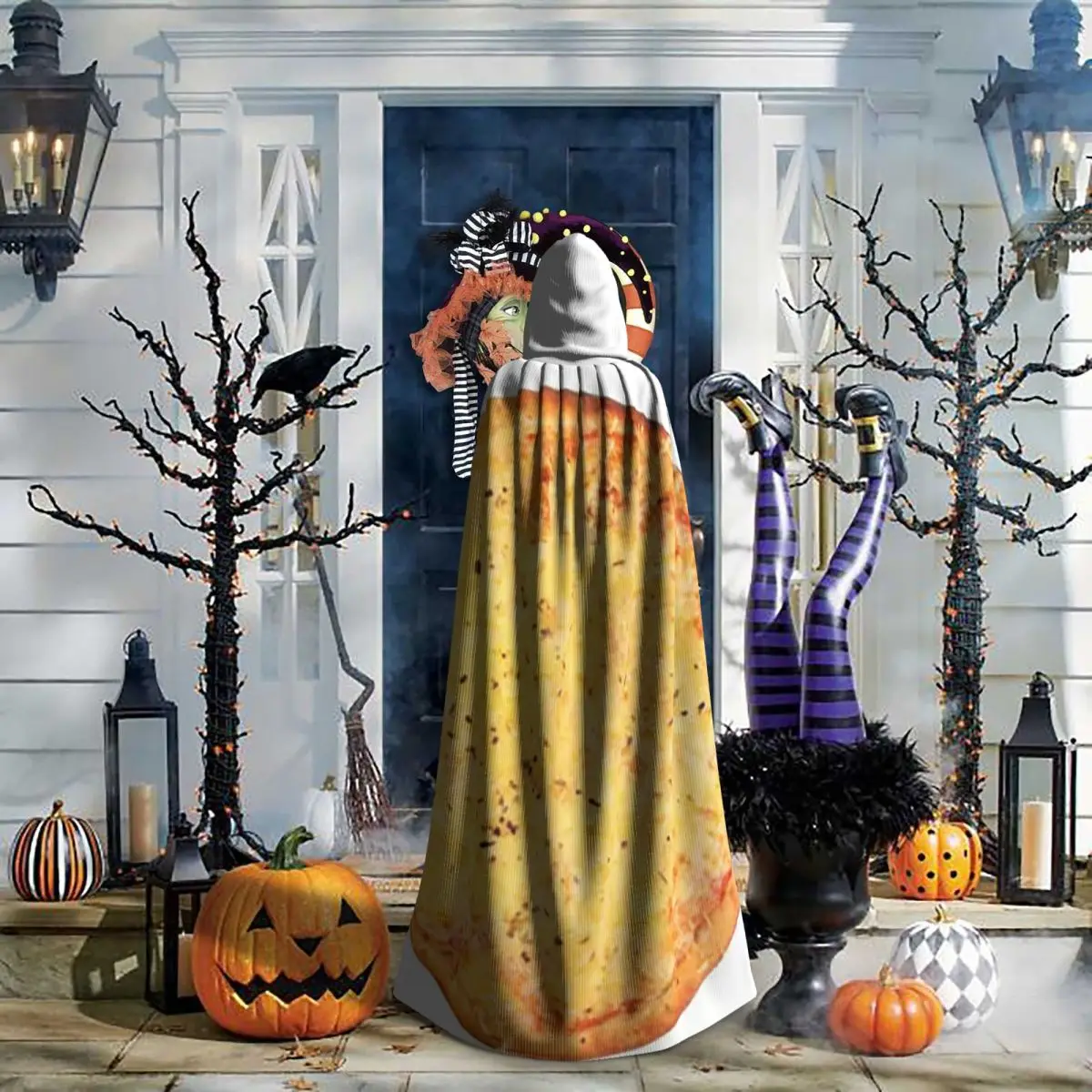 ピザチーズ ロングフード付きマント 魔女 中世コスチューム コスプレケープ ハロウィンヴァンパイア 大人用 ユニセックス