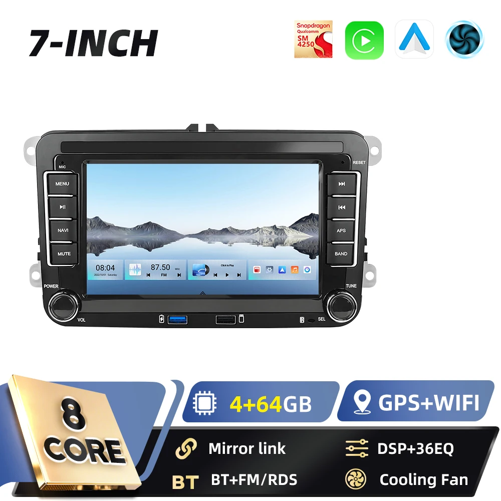 Podofo Carplay 2Din Android Auto Multimedia Speler voor VW SAGITAR JATTA JETTA MAGOTAN Android Auto GPS Mirror Link Auto Audio
