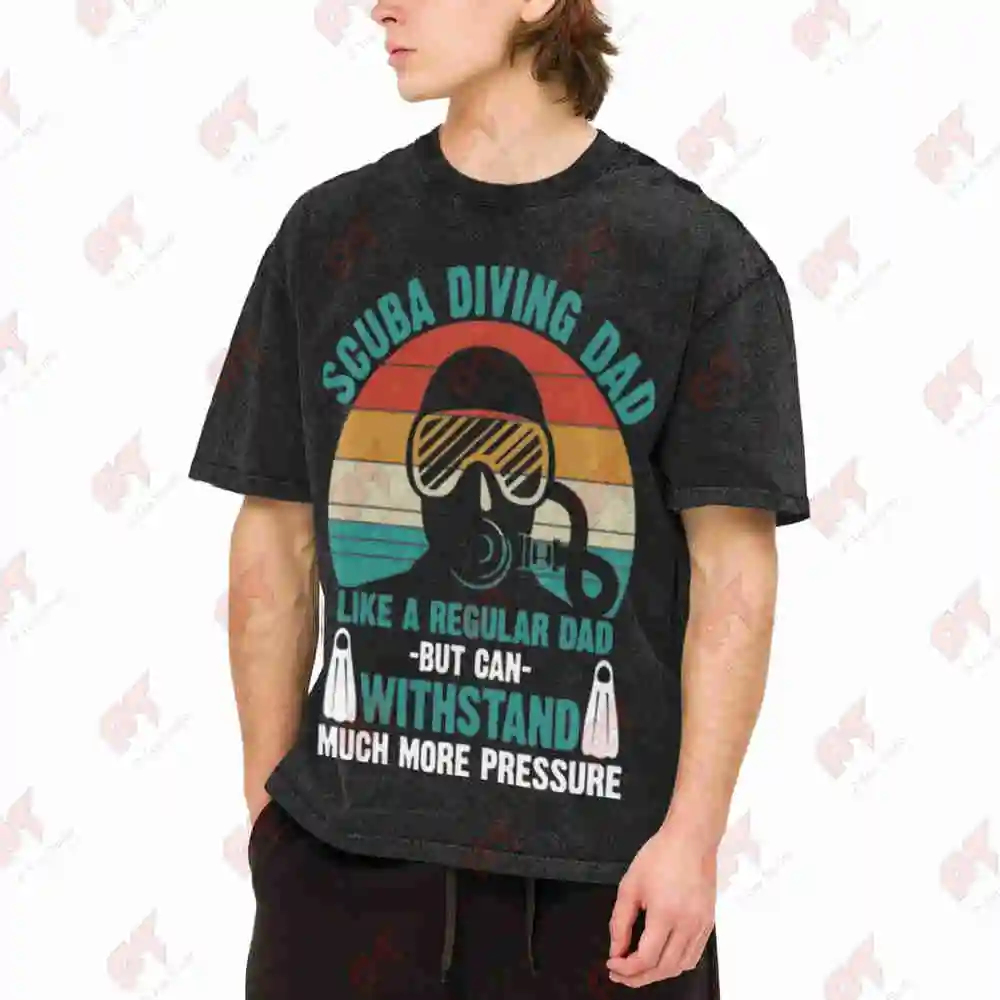 Professional Diver Underwater Vintage Washed Tee Pure Cotton T-Shirt