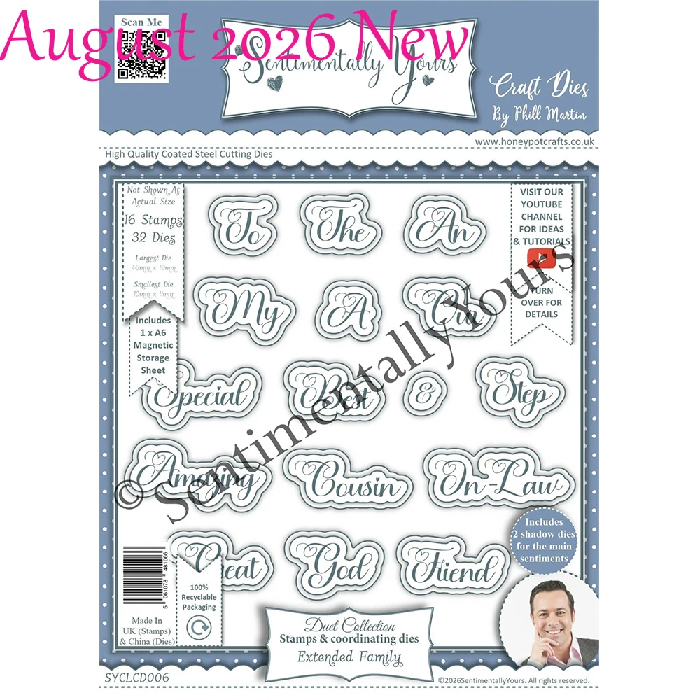Sentimentally Yours Female Male Relatives Metal Cutting Dies and Stamp August 2026 New DIY Scrapbook Handmade Diary Photo Album