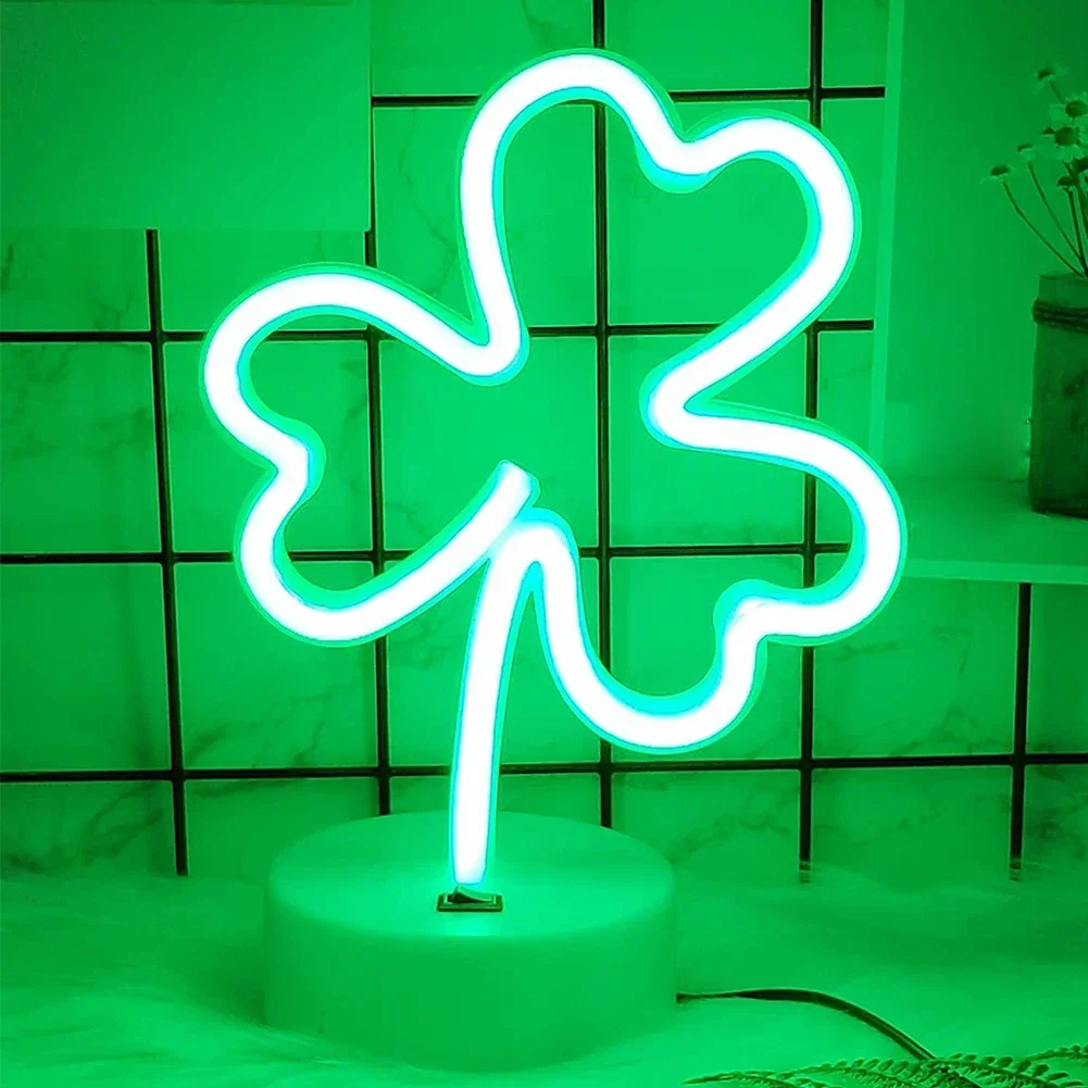 Room Decor Flamingo Clover Coconut Tree Cactus Neon Light Sign LED Night Light USB Or Battery Table Lamp For Home Decorations