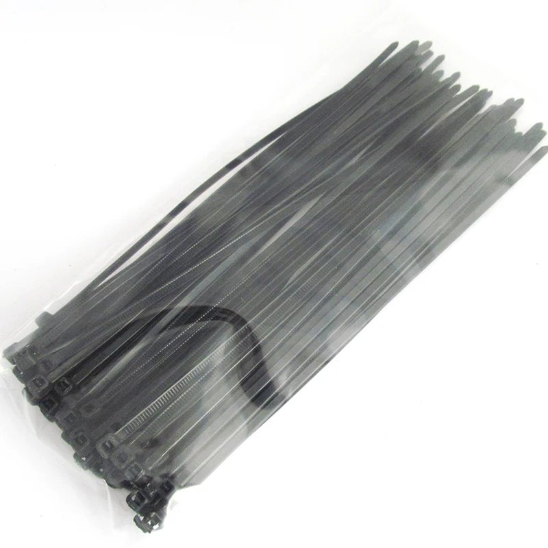 

100 PCS 8" Long BLACK White Cable Zip Ties Ty Wraps 3x200mm