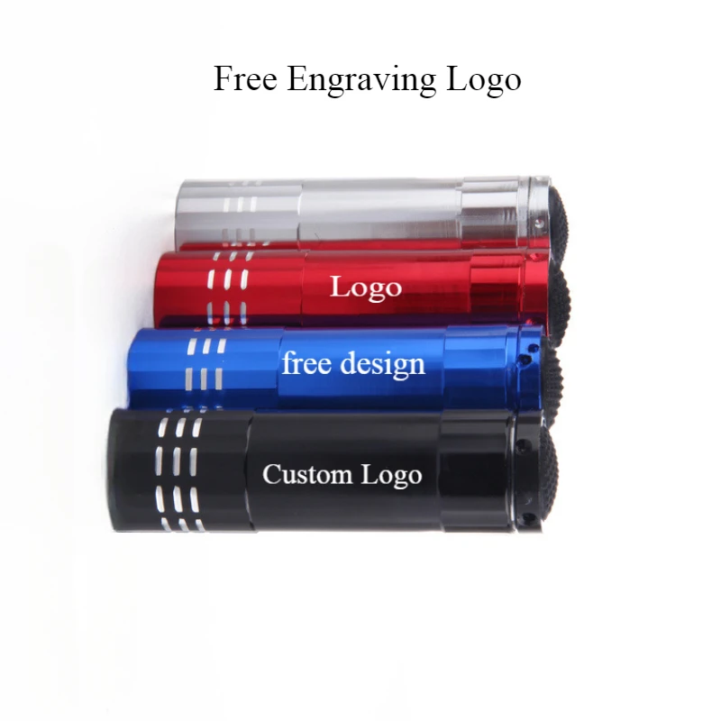 30 шт., мини-фонарик-брелок, 9-светодиодный яркий белый свет, индивидуальный логотип, бизнес-рекламный подарок, мини-карманные фонарики