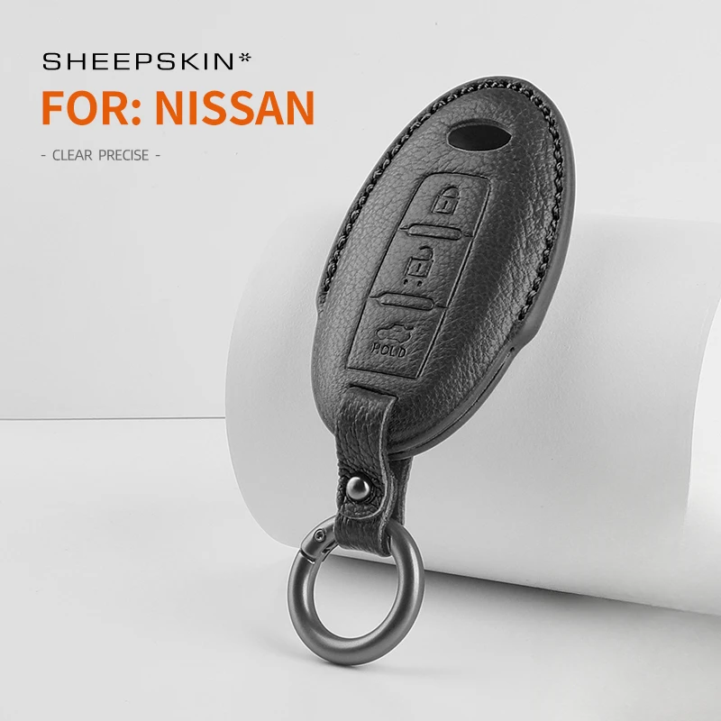 

Car Key Cover For Nissan Qashqai Juke J10 J11 X-Trail T32 T31 Kicks Tiida Sheepskin Leather Car Keychain for nissan