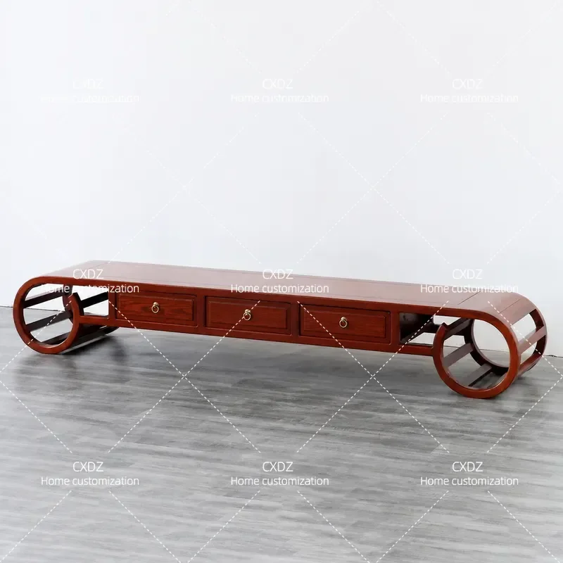 New Chinese Style Solid Wood TV Cabinet Elm Antique Living Room Media Console Modern Simple Small Apartment Bedroom Floor