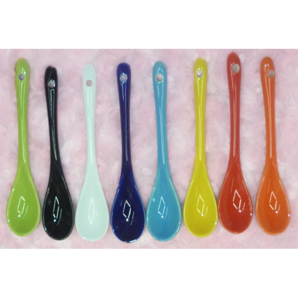 8pcs 13cm Ceramic Spoon Multi-function Coffee Scoop Tea Spoon Tableware for Home Restaurant soup spoons