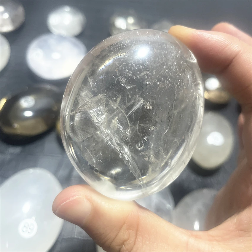 Natural High Quality White Crystal Palm Playing Mineral Quartz Energy Ornaments Healing Meditation Prayer Home Decoration Gifts