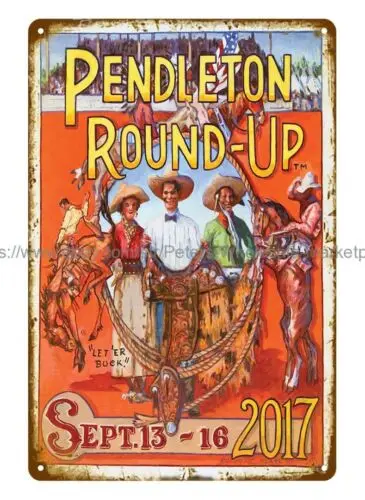 modern wall decor pendleton roundup rodeo metal tin sign