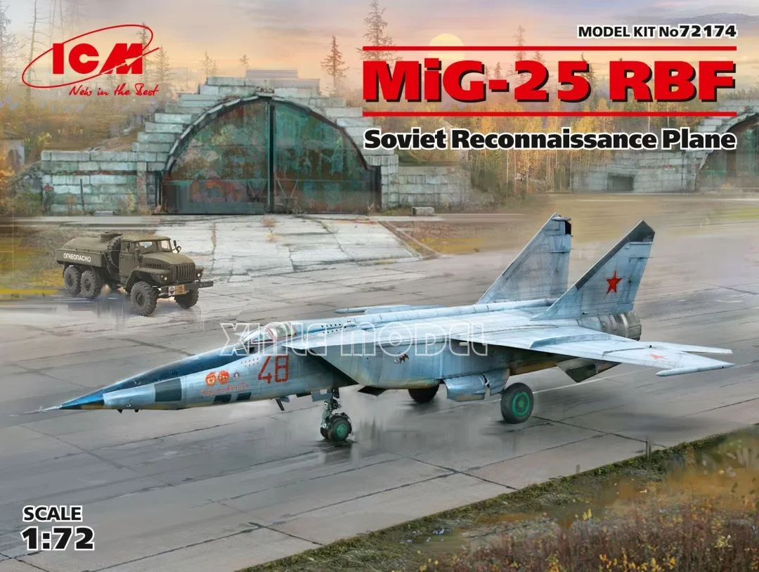 

Пластиковый сборный набор для модели самолета ICM 72174 MiG-25 RBF, советский разведывательный самолет, масштаб 1/72