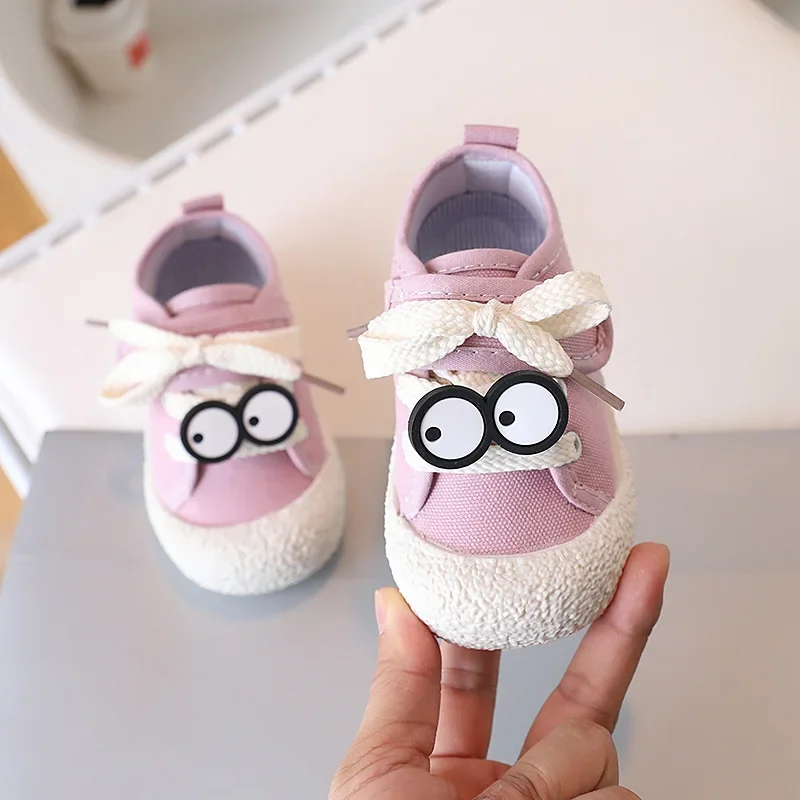 Children Canvas Shoes Soft Bottom Anti Slip Kids Casual Shoes Toddler Breathable Walking Shoes Cute Cartoon Girls Boys Sneakers