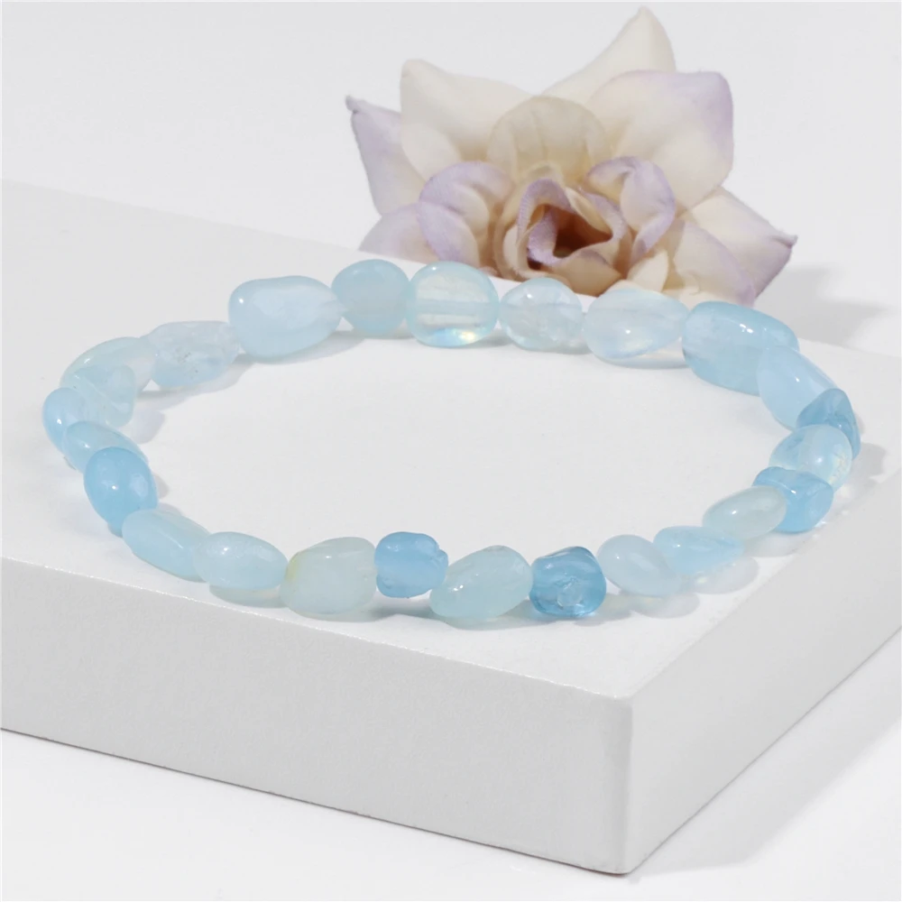 Irregular Morganite Beaded Bracelet Healing Gravel Crystal Natural Stone Stretch Bracelets For Women Men Health Care Jewelry