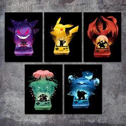 Japanese Anime Pokemon Cartoon Canvas Painting Pikachu Gengar Charizard Posters Print Mural Pictures Wall Art Home Decor Cuadros