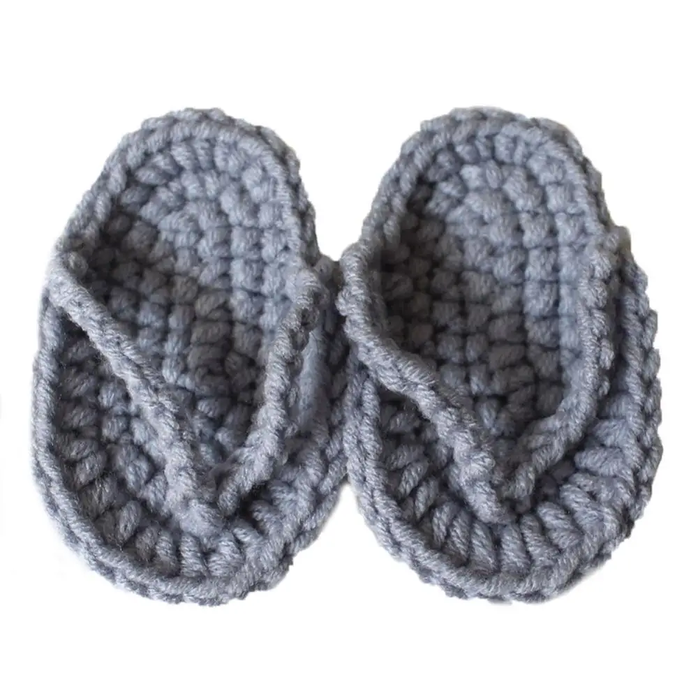 Newborn Baby Slipper Solid Color Mini Knitting Crochet Flip-Flops Infant Slippers Photo Props Shoe