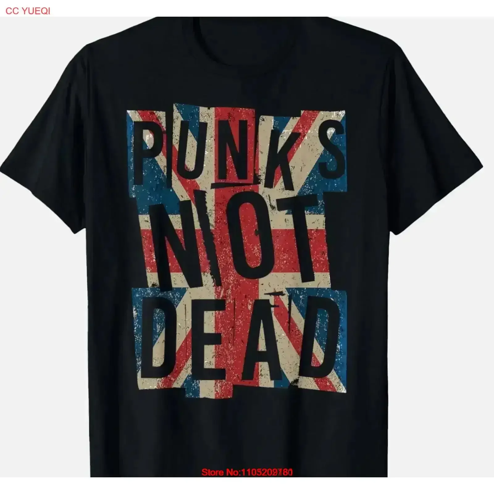 

Punks Not Dead Vintage UK London Flag Punk Is T Shirt Washed Versatile streetwear fashion Comfortable vintage Washed homme