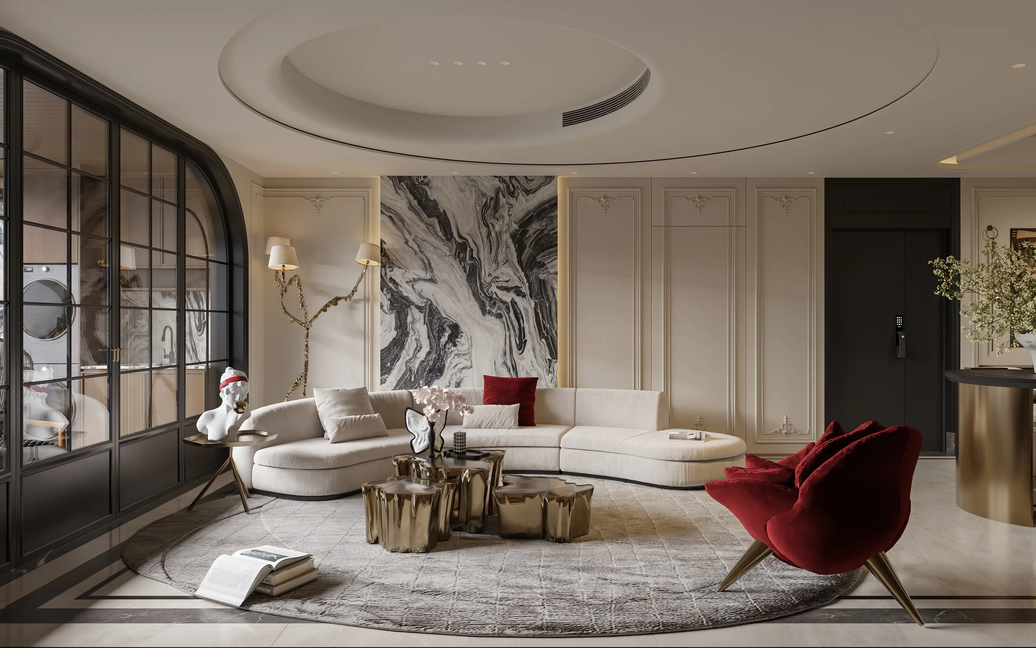Luxury Whole House Custom Furniture Villa Built-in Wardrobe Kitchen Cabinet TV Cabinet Custom Size OEM ODM
