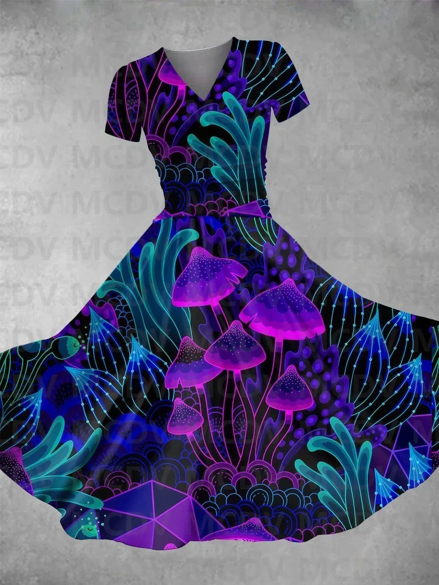 Funghi da donna Fairyland Forest Print Maxi Dress abito Sexy con scollo a v stampato in 3D abiti femminili