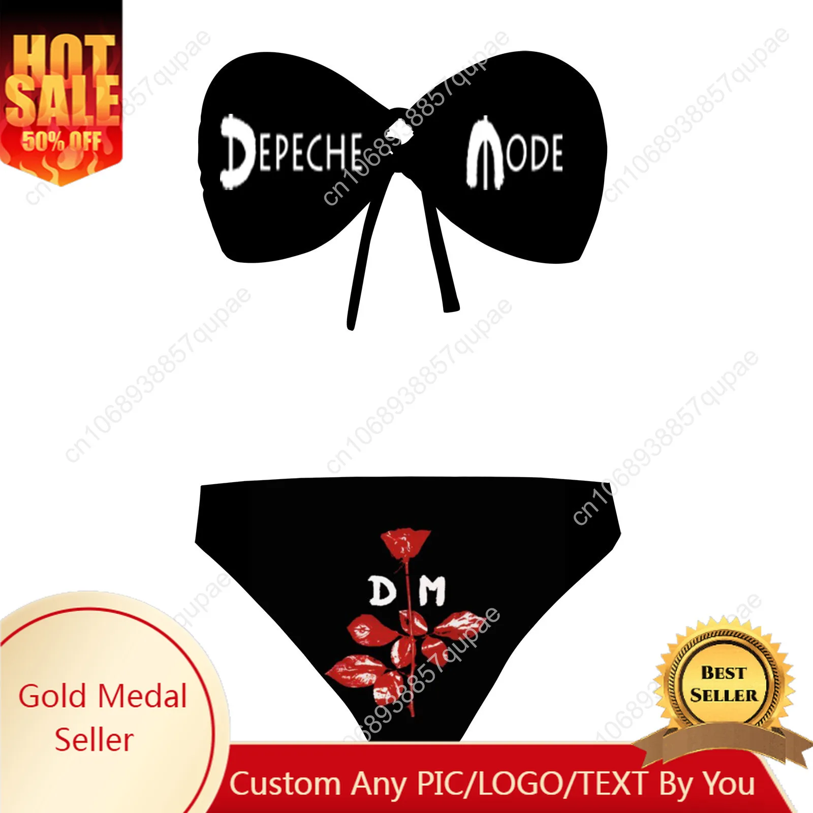 

Depeche Mode Rock Band Strapless Swimsuit Womens Bathing Suits Fashion Swimwear Pool Party Beach Sexy Bikini Customize Beachwear