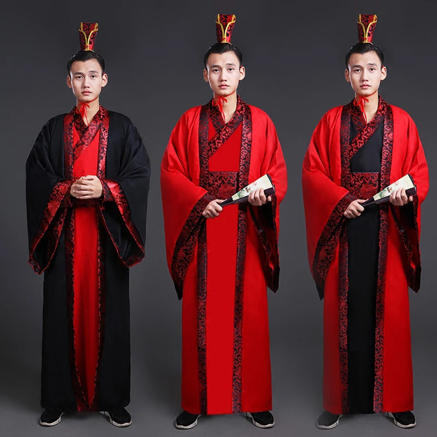 Terno Tang chinês tradicional para homens, roupas cruzadas, vestido longo Hanfu, vestes de palco de anime cênico Cheongsam Cosplay Traje