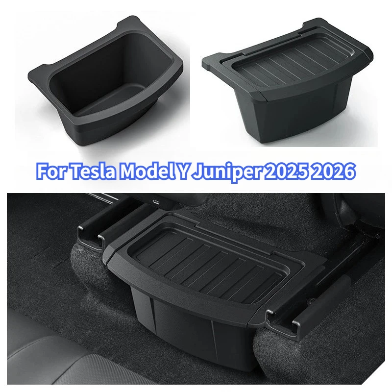 TPE Rear Seat Storage Box for Tesla Model Y Juniper 2025 2026-UP Organizer Center Console Bins Backseat Garbage Car Accessories
