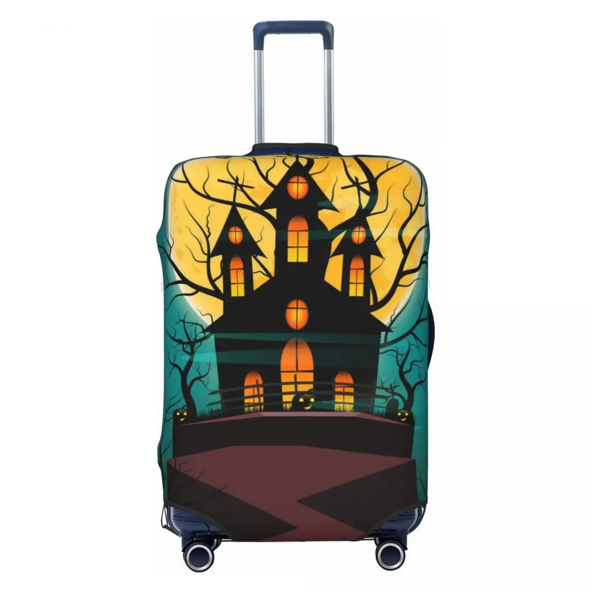 Halloween Night Haunted Mansion Suitcase Cover Pumpkin Haunted House Strectch Travel Protector Luggage Supplies Vacation