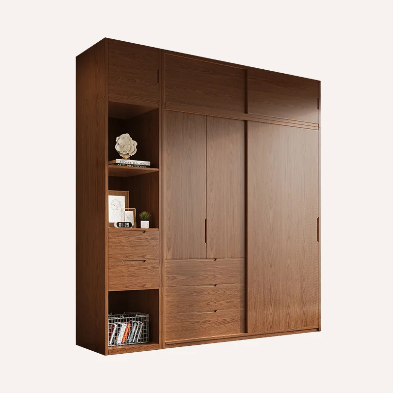 Oak Sliding Wardrobes Bedroom Sliding Thickened Plate Assembly Wardrobes Finished Product Home Furniture Шкафы Для Одежды ZY40YG