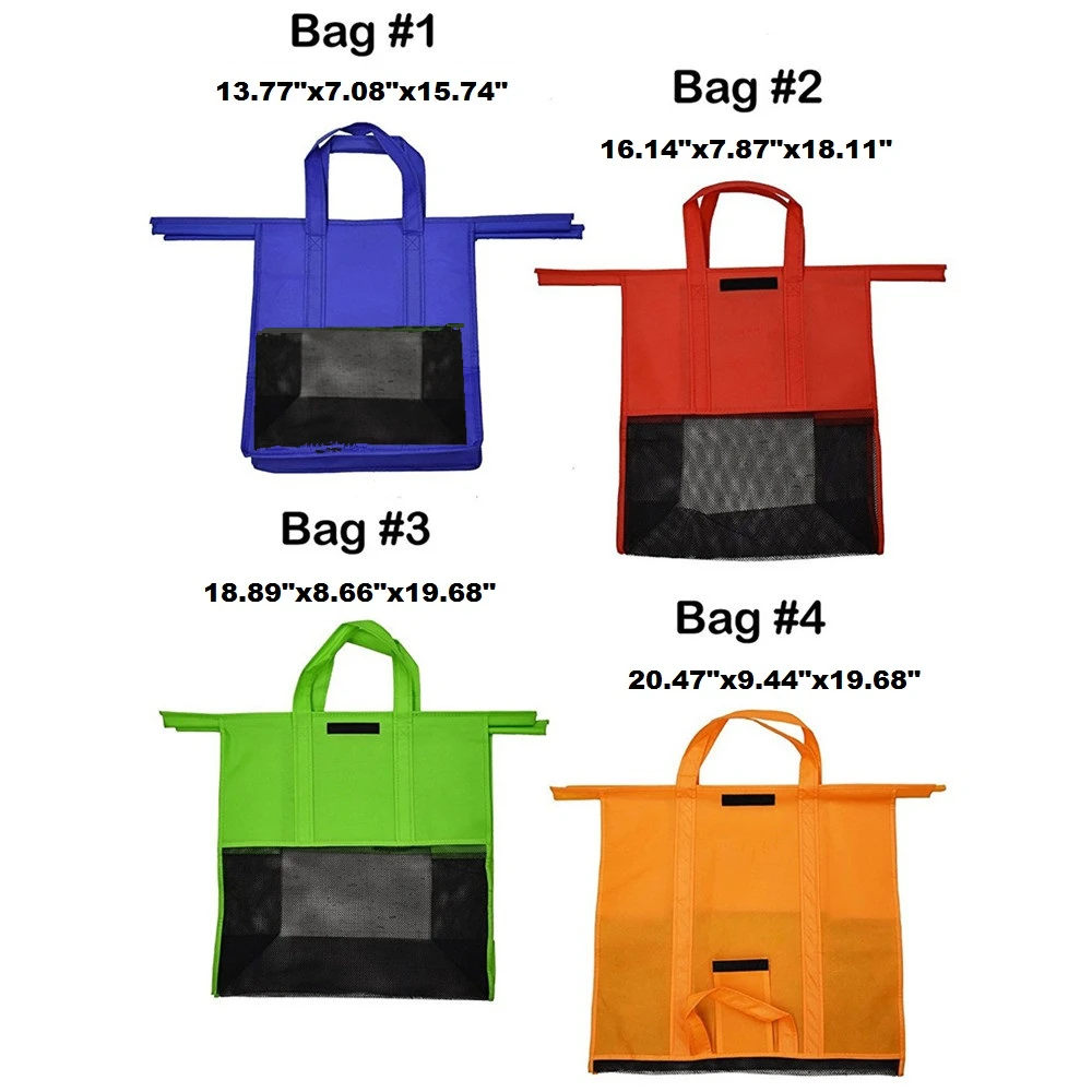 Dropship 4pcs/Set Reusable Cart Trolley Supermarket Shopping Storage Bags Foldable Reusable Eco-Friendly Shop Handbag Totes