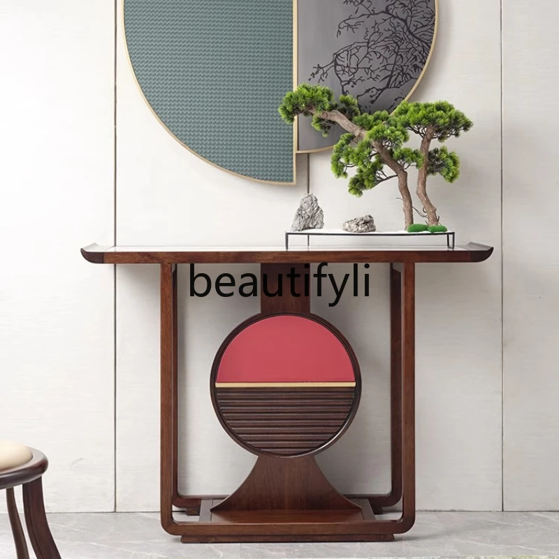 

New Chinese Style Ebony Wood Entryway Table Simple Solid Wood Entryway Console