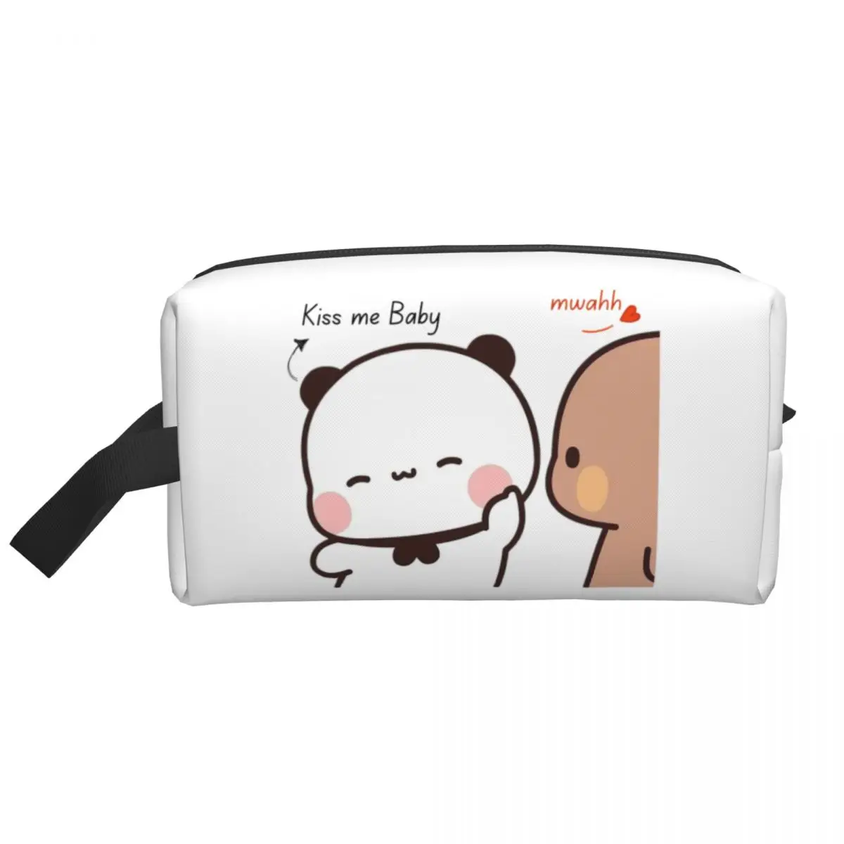 Kiss Me Baby Mwah Bubu Dudu Panda And Brownie Bear Couple Toiletry Bag Cosmetic Makeup Organizer Beauty Storage Dopp Kit Box