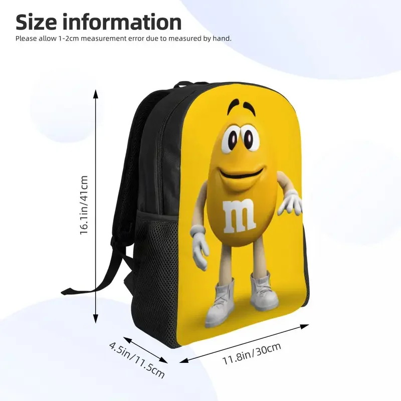 M & M's Chocolate Candy mochila de viaje para hombres y mujeres, bolsa de libros para computadora escolar, bolsas de día para estudiantes universitarios de dibujos animados